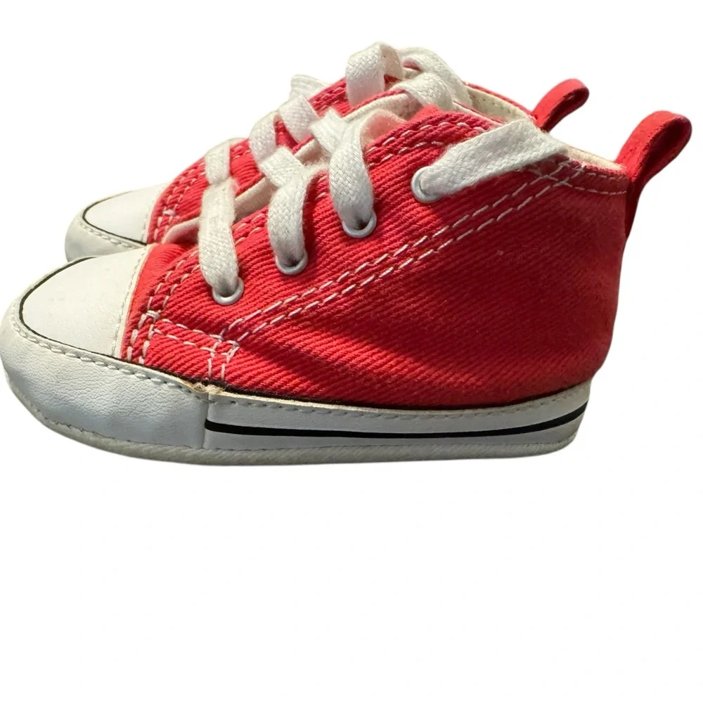 CONVERSE RED SIZE 3 CRIB SHOE - FIRST STAR HI - # 88875